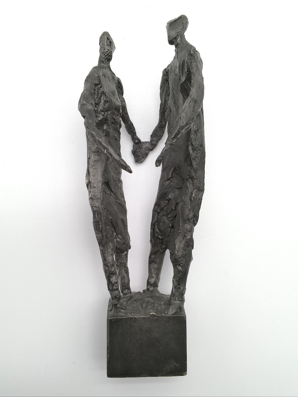Vintage Gelria Dutch Pewter Expressionist Couple Sculpture – 95% Pure Tin